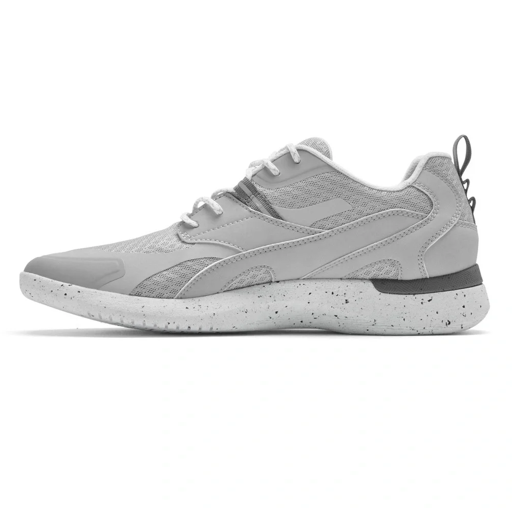 Rockport Sneakers Men’s Leather Lace-Up Pull-On Tab Truflex Sole Speckle Gray